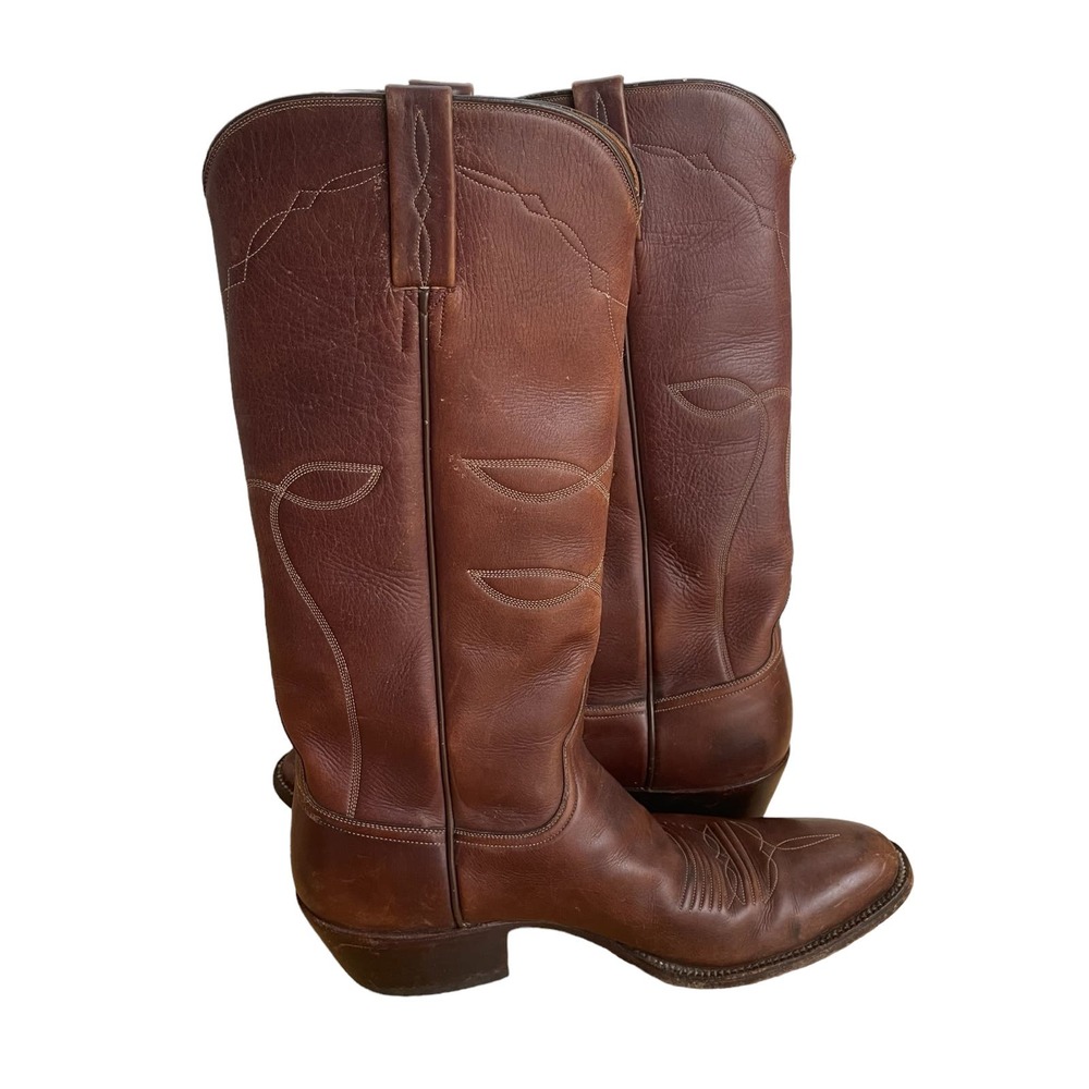 Brown Leather Heeled Boots - Picture 2 of 10